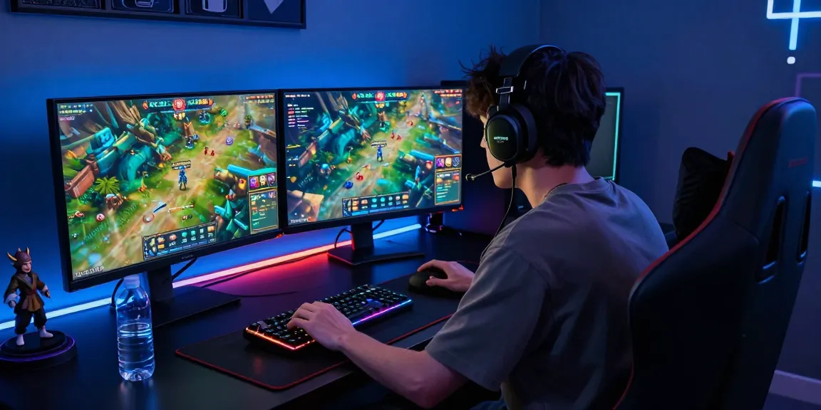 Engaging rokok88 gaming scene with a dynamic setup and vibrant graphics.