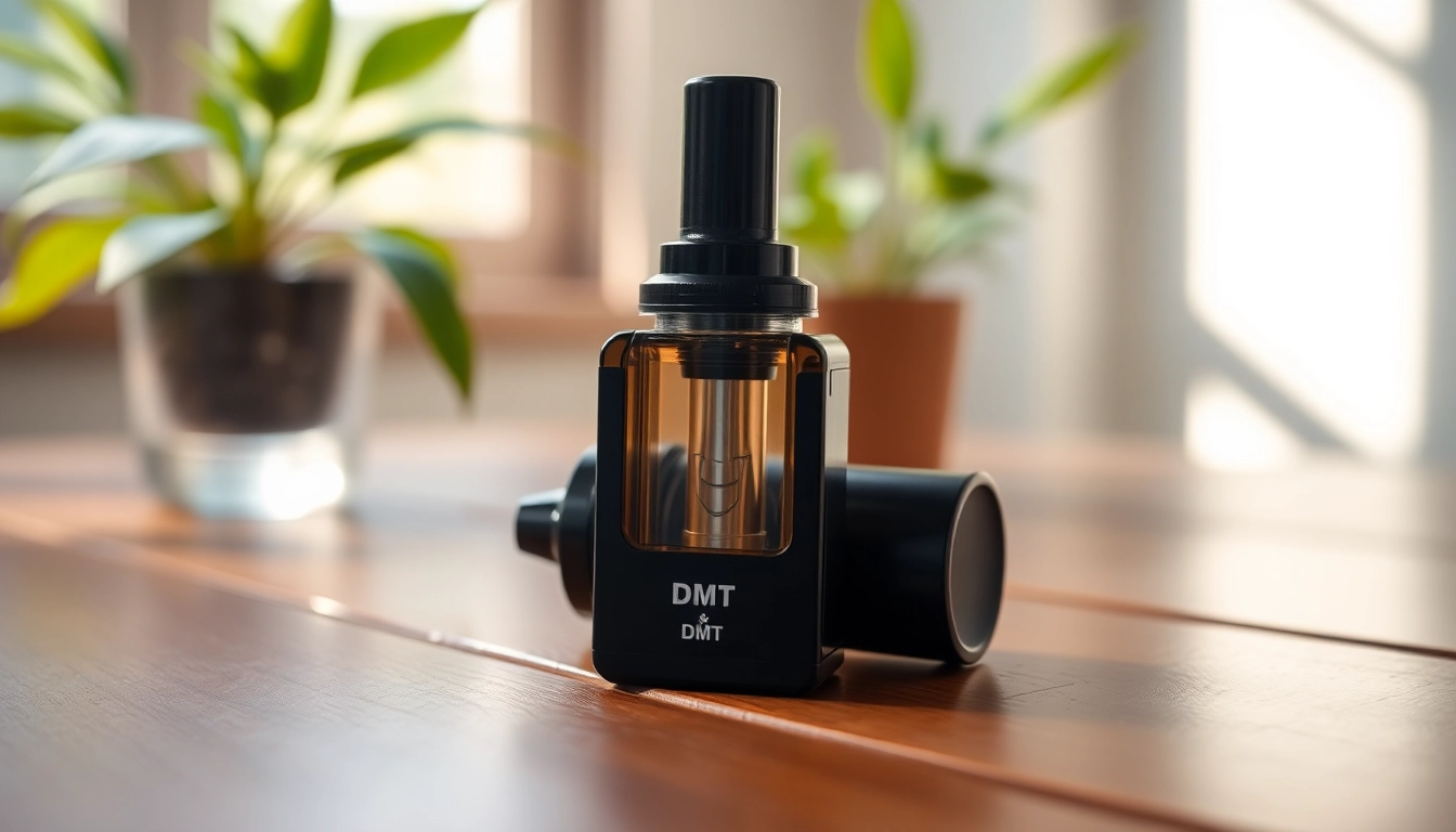 Buy DMT online with a premium vape cartridge showcased amidst an inviting natural backdrop.