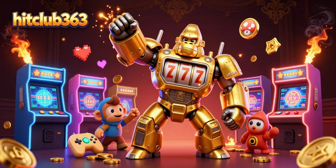 Experience thrilling gameplay at hitclub363 with a dynamic golden gorilla mech and vibrant casino elements.