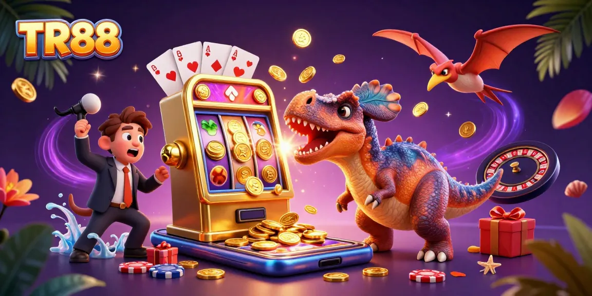 TR88 showcases a pachycephalosaurus jackpot scene with casino elements and vibrant atmosphere.