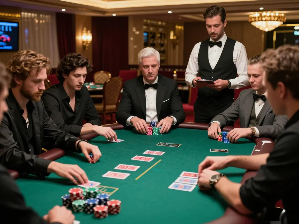 Experience the strategic excitement of poker at uu88 with players engaged around a vibrant table.