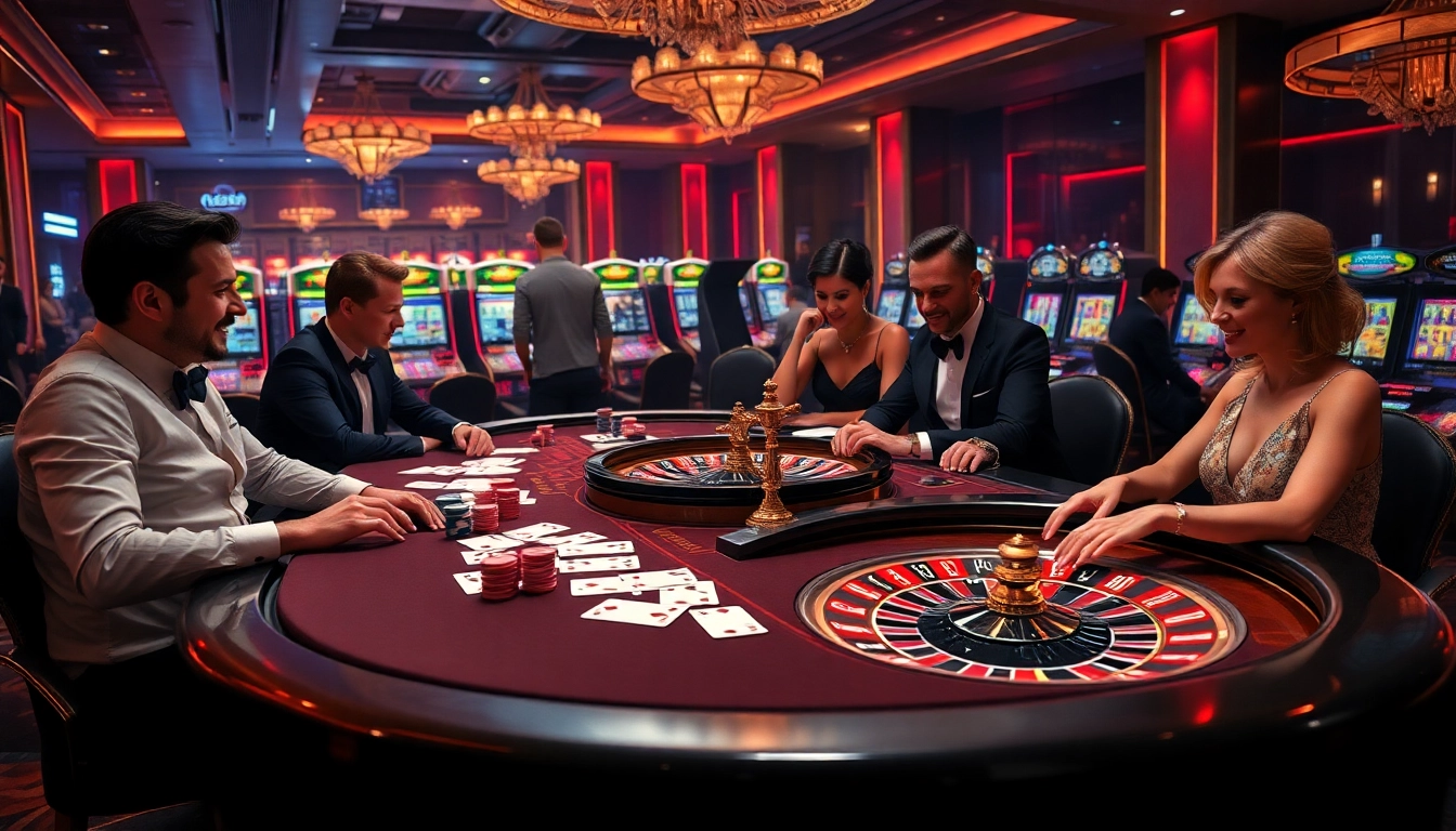 Players enjoying a stylish gaming experience at https://luck8.discount/, featuring elegant poker chips and vibrant cards.