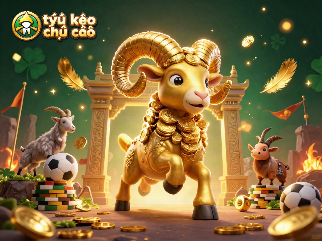Engage with tỷ lệ kèo nhà cái in a dynamic scene featuring a golden ram charging through a betting arena.