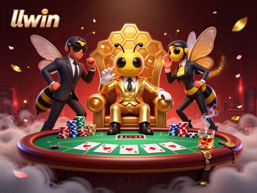 Experience winning gameplay at llwin with a dynamic poker scene full of colorful chips and characters.