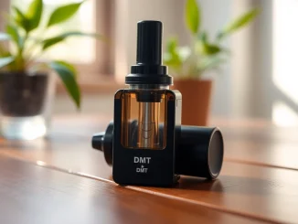 Buy DMT online with a premium vape cartridge showcased amidst an inviting natural backdrop.