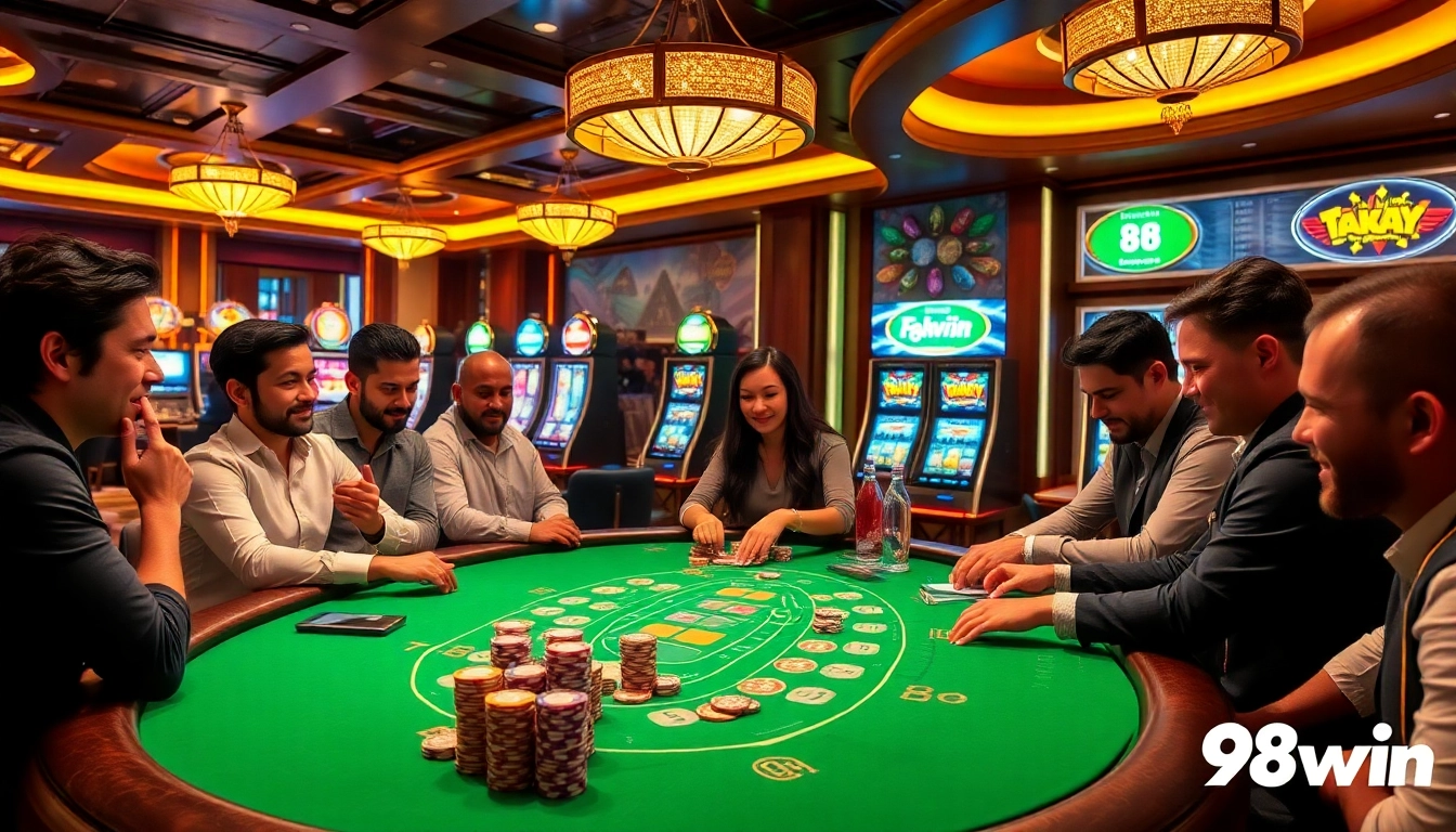 Players enjoying an exciting game of blackjack at 98win, showcasing strategy and vibrant casino atmosphere.