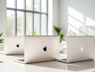 Trabajando con Laptops Apple en un ambiente moderno y luminoso.