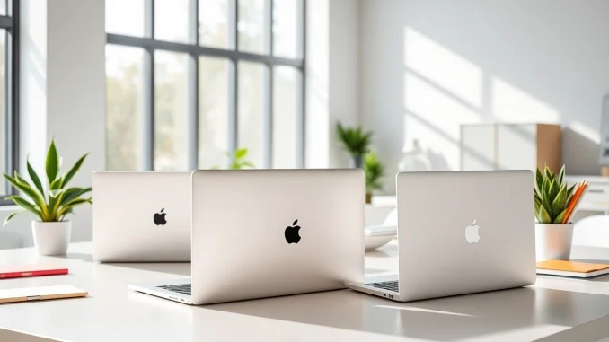 Trabajando con Laptops Apple en un ambiente moderno y luminoso.