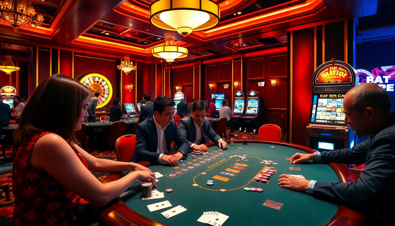 Players enjoying high-stakes games at a casino, highlighting excitement linked to link five88.
