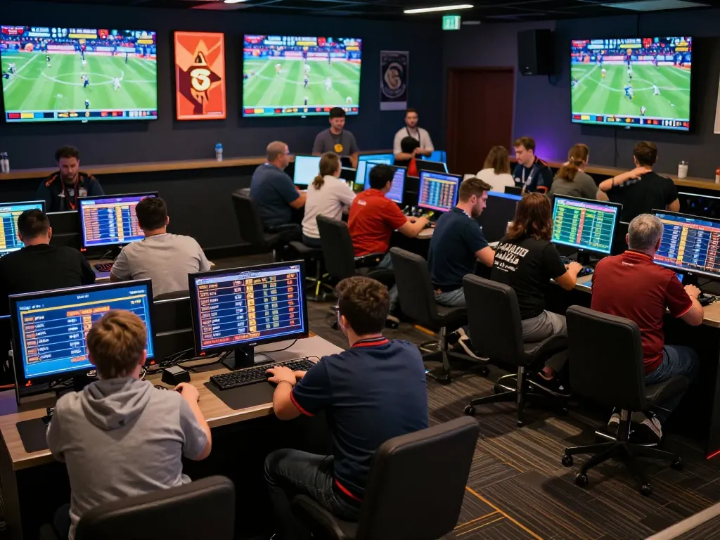 Betting on live sports at dn88 with enthusiastic patrons cheering for their favorites in a vibrant lounge